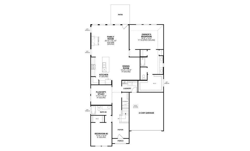 2D floor plan layout of this home in Lily Creek at Sutton Fields, Aubrey, TX (Image 5).