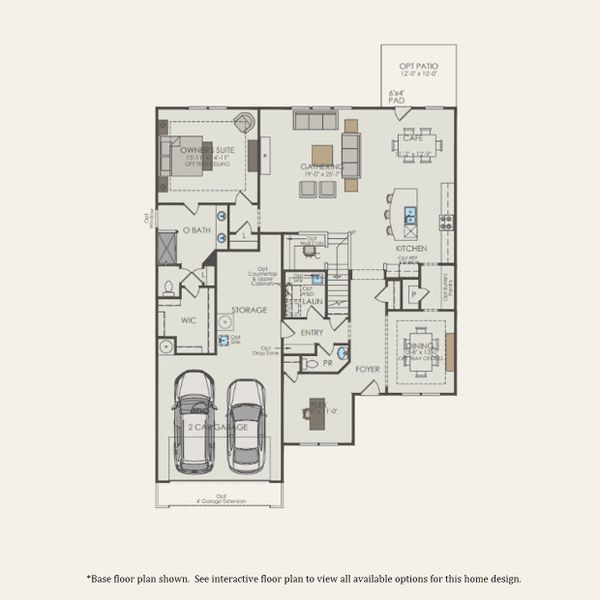 2D floor plan layout for the Vanderbilt - Waterway Collection by Pulte Homes in Crescent Cove, Myrtle Beach, SC (Image 4).