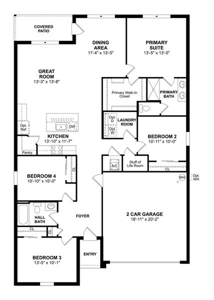 2D floor plan layout for the Goldenrod II by K. Hovnanian® Homes in Aspire at The Pines, Citrus Springs, FL (Image 3).