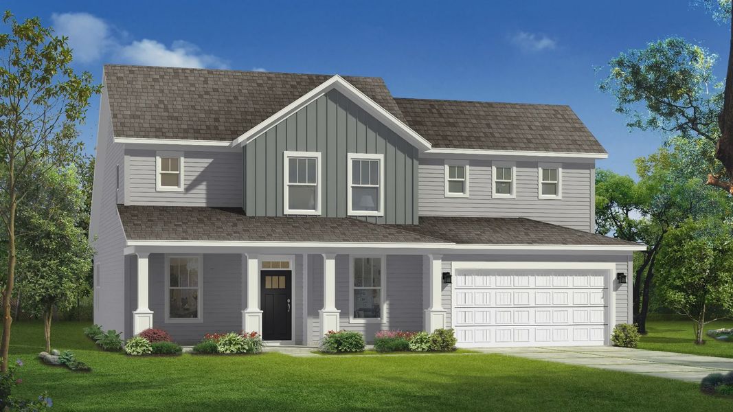 Front exterior of a new home in Wells Crossing, Seneca, SC, highlighting curb appeal (Image 2).