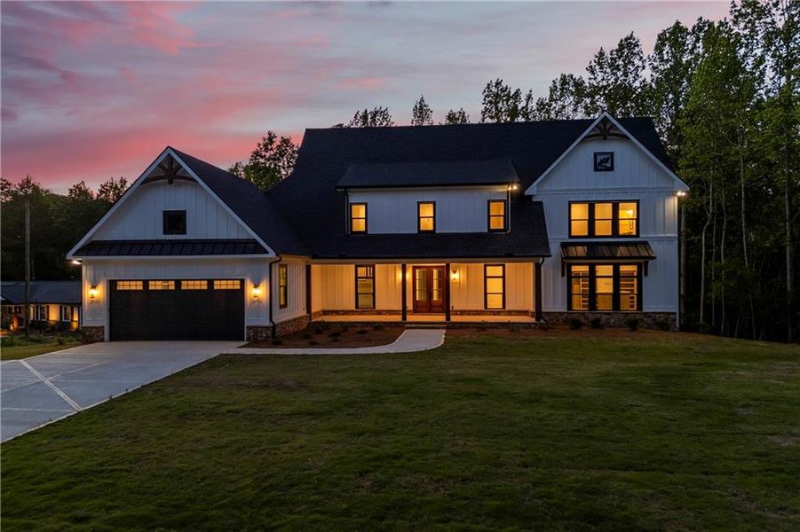 Front exterior of a new home in , Flowery Branch, GA, highlighting curb appeal (Image 33).