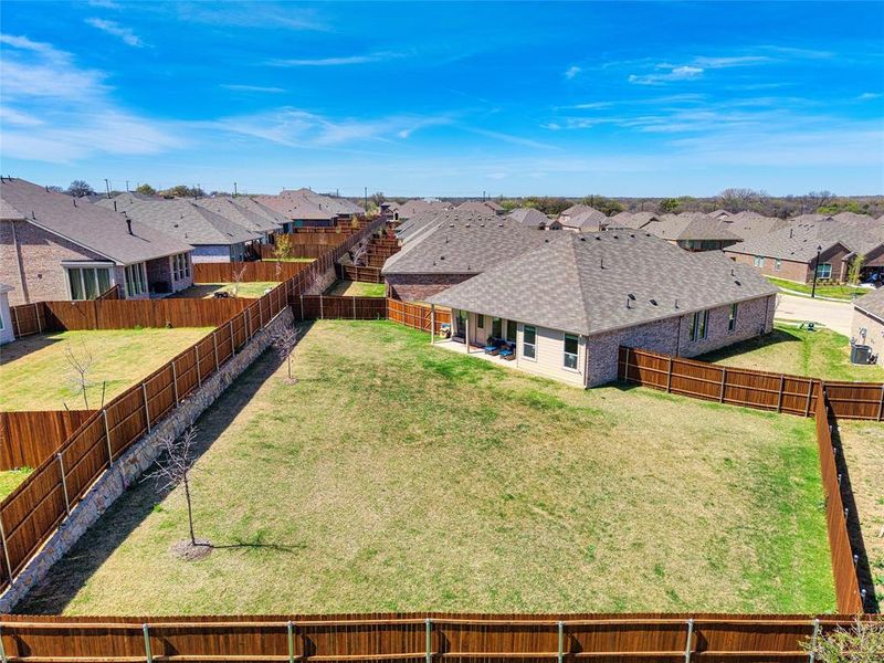 Aerial perspective of suburban area Aerial perspective of suburban area