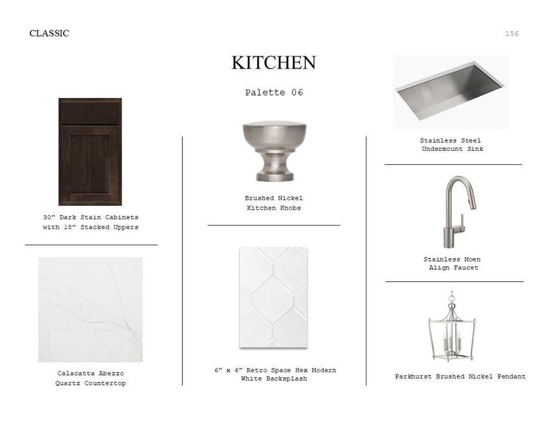 Classic Look Palette 6: Kitchen Selection Sheet (*Artist rendering used for illustration purposes only.) Classic Look Palette 6: Kitchen Selection Sheet (*Artist rendering used for illustration purposes only.)