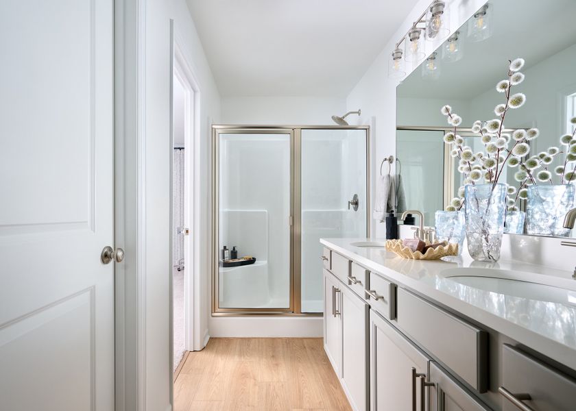 Representative furnished interior of a home built from the The Bunting Int by David Weekley Homes in Nexus Townhomes, Gallatin (Image 4).