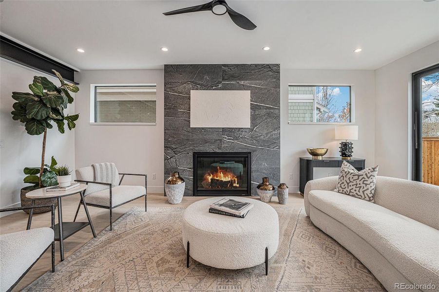 Family room with gas fireplace