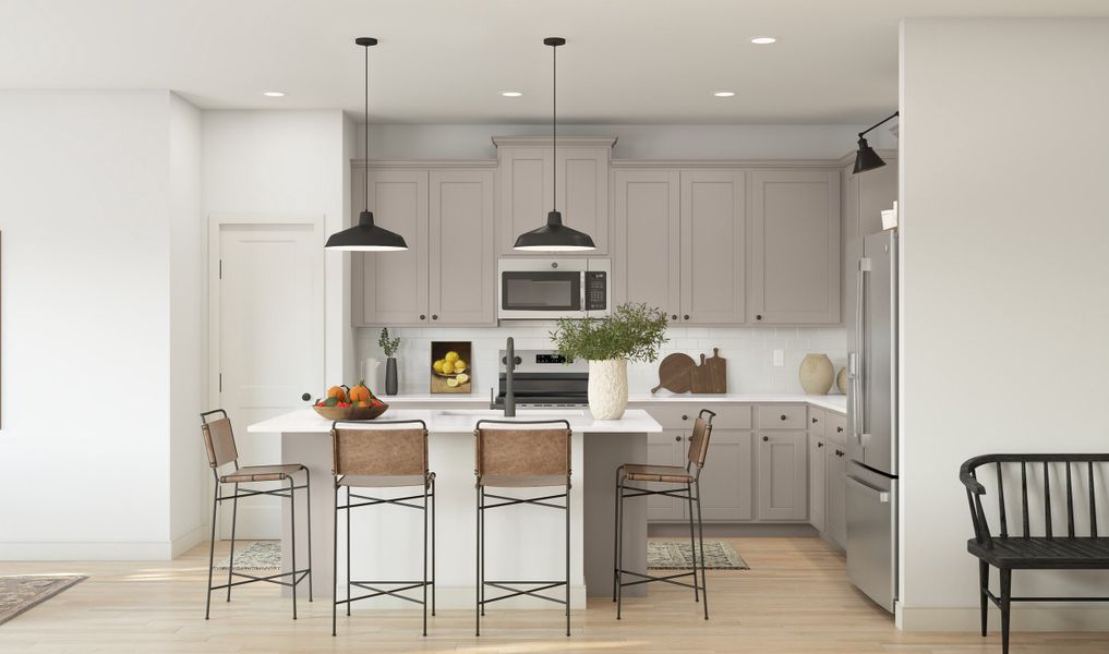 Kitchen with pendant lighting