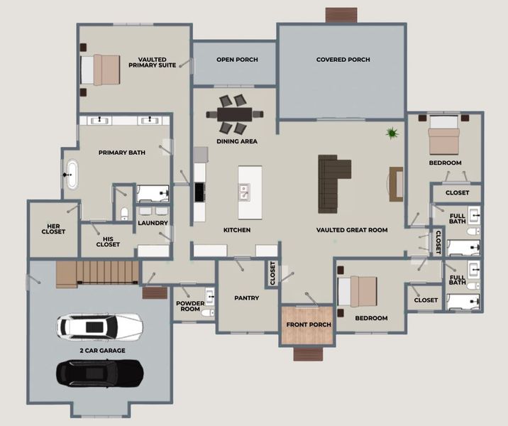 2D floor plan layout for the Smoky Ridge by Riverstone Construction, LLC in Hidden River, Signal Mountain, TN (Image 2). 2D floor plan layout for the Smoky Ridge by Riverstone Construction, LLC in Hidden River, Signal Mountain, TN (Image 2).