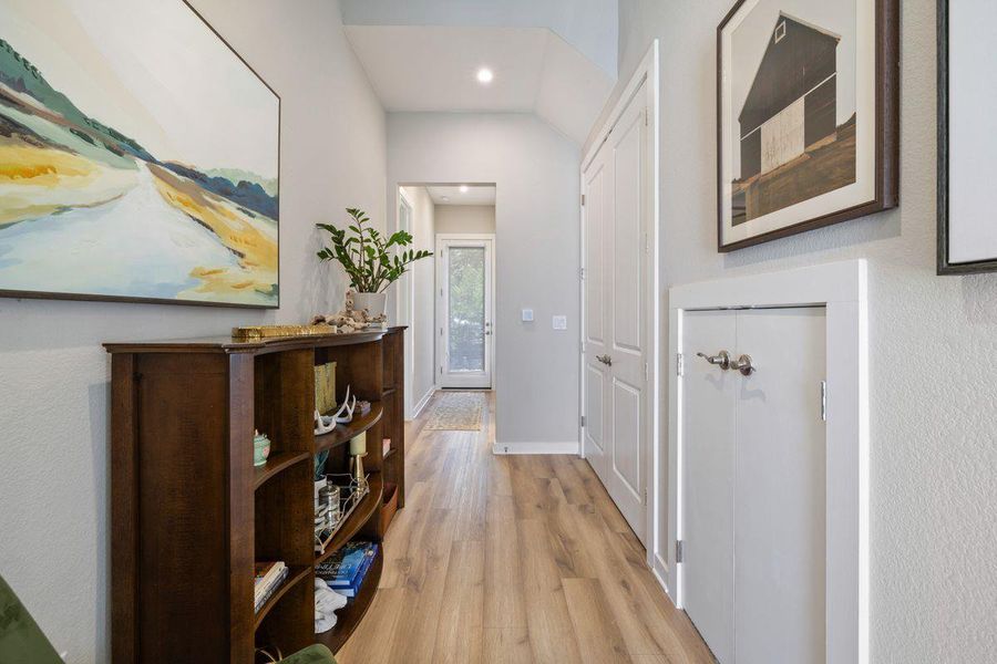 Wide entry hall serves as a sitting area, or add a small desk, or display area. The laundry is in the hall closet. Wide entry hall serves as a sitting area, or add a small desk, or display area. The laundry is in the hall closet.