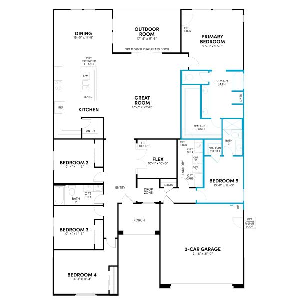 2D floor plan layout for the Lily Phase 2b by Brookfield Residential in Mariposa at Blossom Rock, Apache Junction, AZ (Image 5). 2D floor plan layout for the Lily Phase 2b by Brookfield Residential in Mariposa at Blossom Rock, Apache Junction, AZ (Image 5).