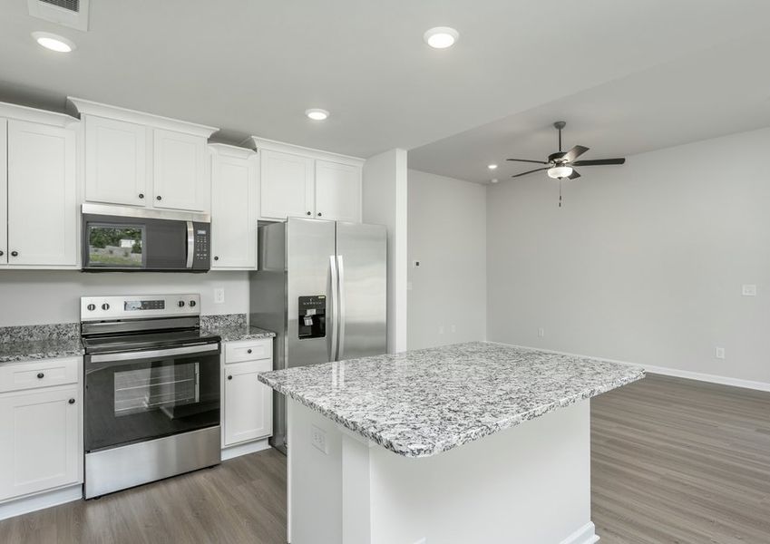 Angled view of the kitchen