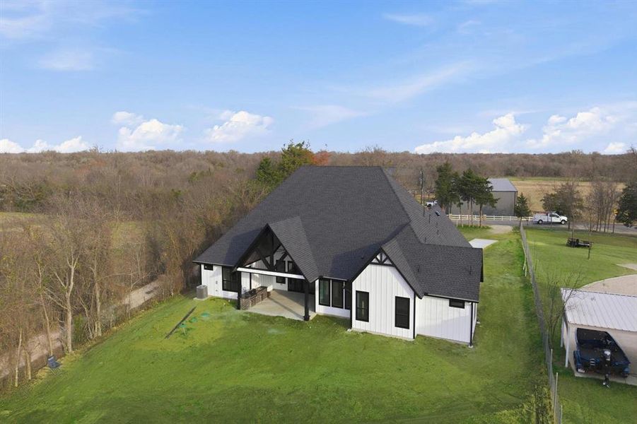Aerial view of back of home