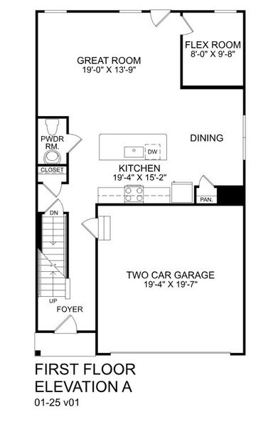 2D floor plan layout for the Marigold by Ryan Homes in Stanford Village, Lyman, SC (Image 2).
