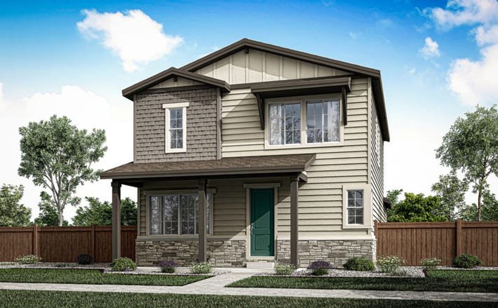 Representative exterior photo of a completed home built from the 2802 by Tri Pointe Homes in Painted Prairie, Aurora, CO (Image 6). Representative exterior photo of a completed home built from the 2802 by Tri Pointe Homes in Painted Prairie, Aurora, CO (Image 6).