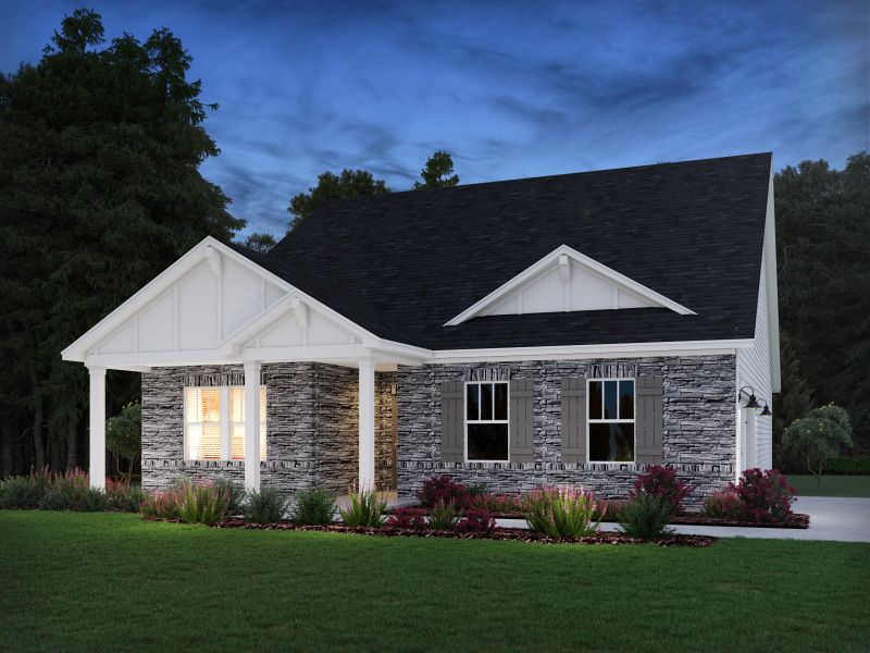 Representative exterior photo of a completed home built from the Carolina Side Load by Meritage Homes in Brighton Springs, York, SC (Image 8). Representative exterior photo of a completed home built from the Carolina Side Load by Meritage Homes in Brighton Springs, York, SC (Image 8).