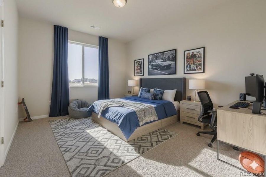 Sierra 2nd Floor Bedroom 2 - Virtually staged photo