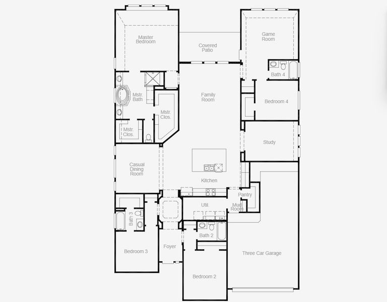 2D floor plan layout for the Bremond by Coventry Homes in South Pointe, Mansfield, TX (Image 5).