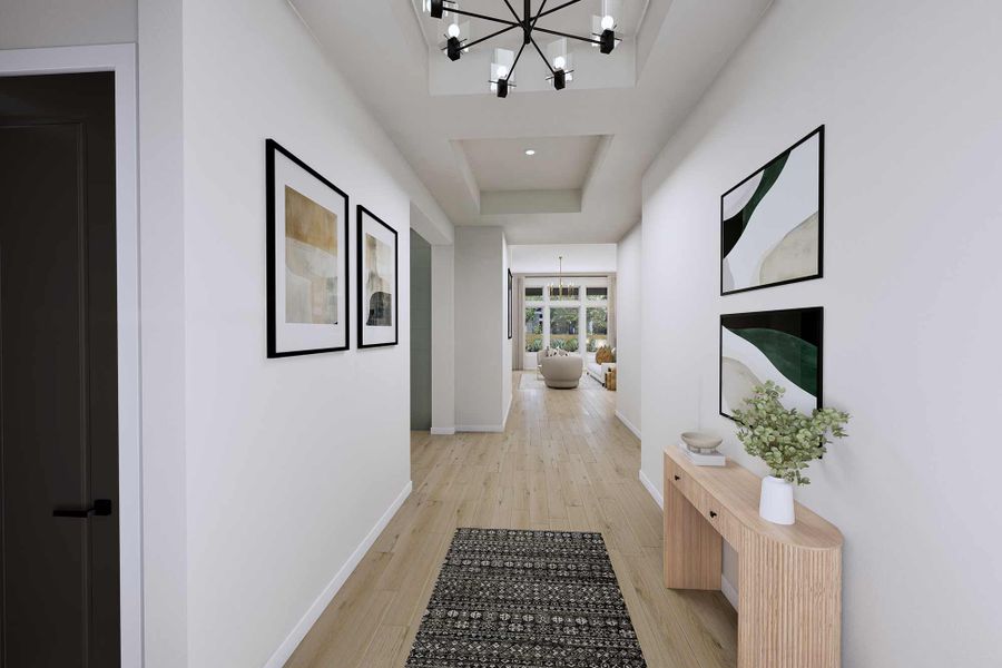 Representative furnished interior of a home built from the The Flower Mound by David Weekley Homes in La Cima, San Marcos (Image 5).