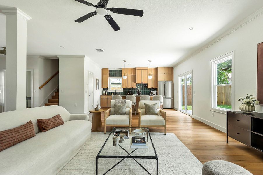 Living Room with Open Concept Kitchen