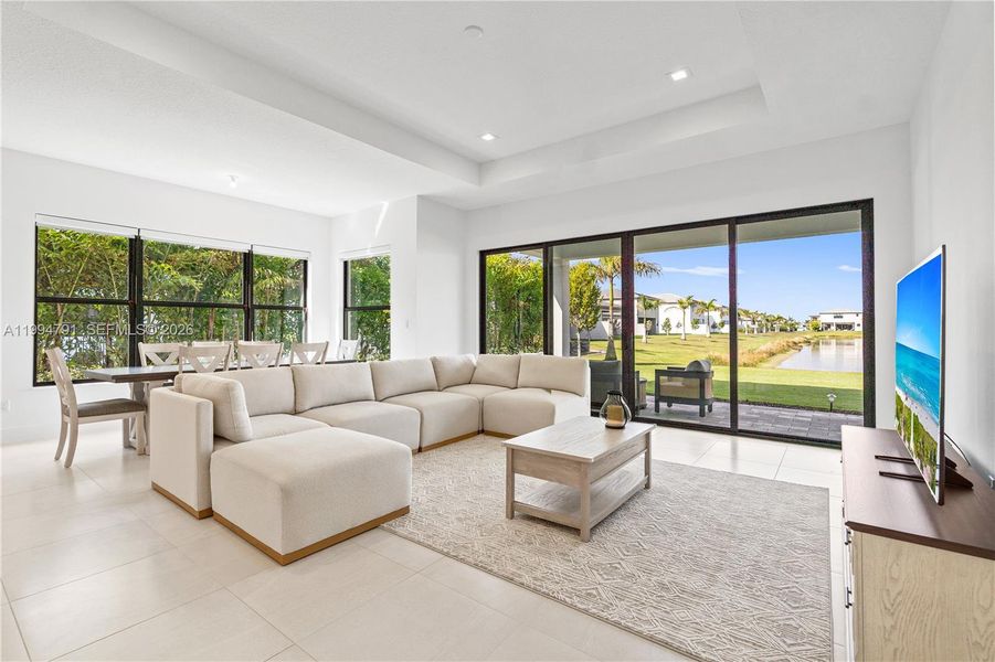 Huge open floorplan with kitchen, living