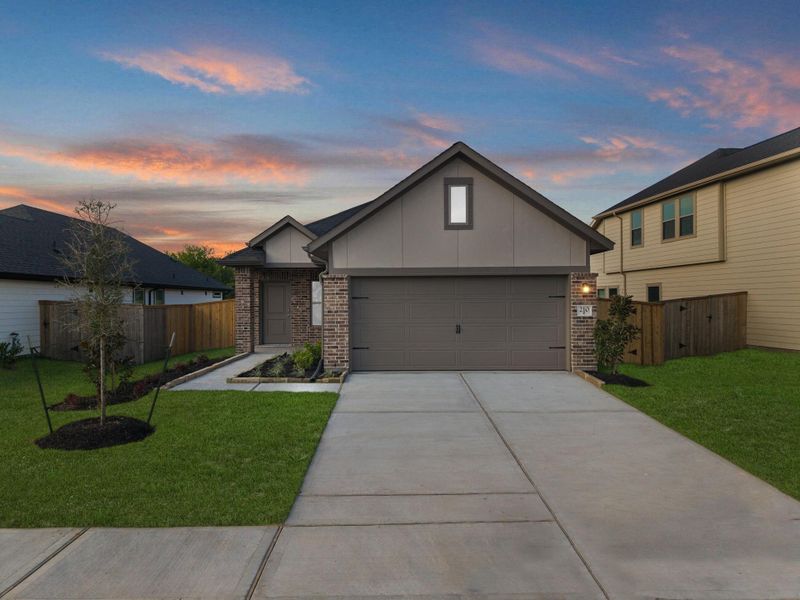 Front exterior of a new home in Laurel Landing, Alvin, TX, highlighting curb appeal (Image 19).
