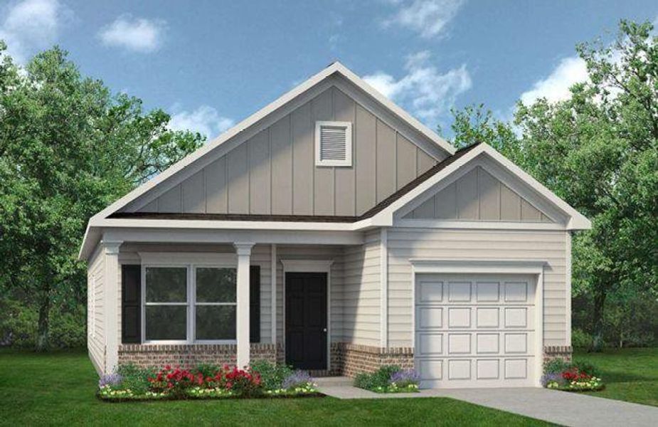 Front exterior of a new home in The Andros, Dalton, GA, highlighting curb appeal (Image 1). Front exterior of a new home in The Andros, Dalton, GA, highlighting curb appeal (Image 1).