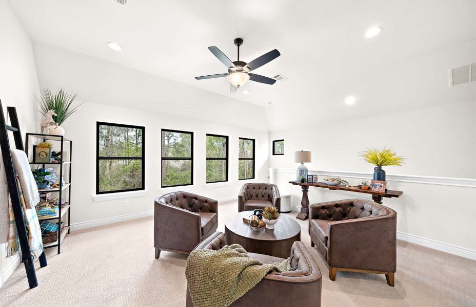 Representative furnished interior of a home built from the 3546 by Ravenna Homes in The Woodlands Hills 65′, Willis (Image 43).