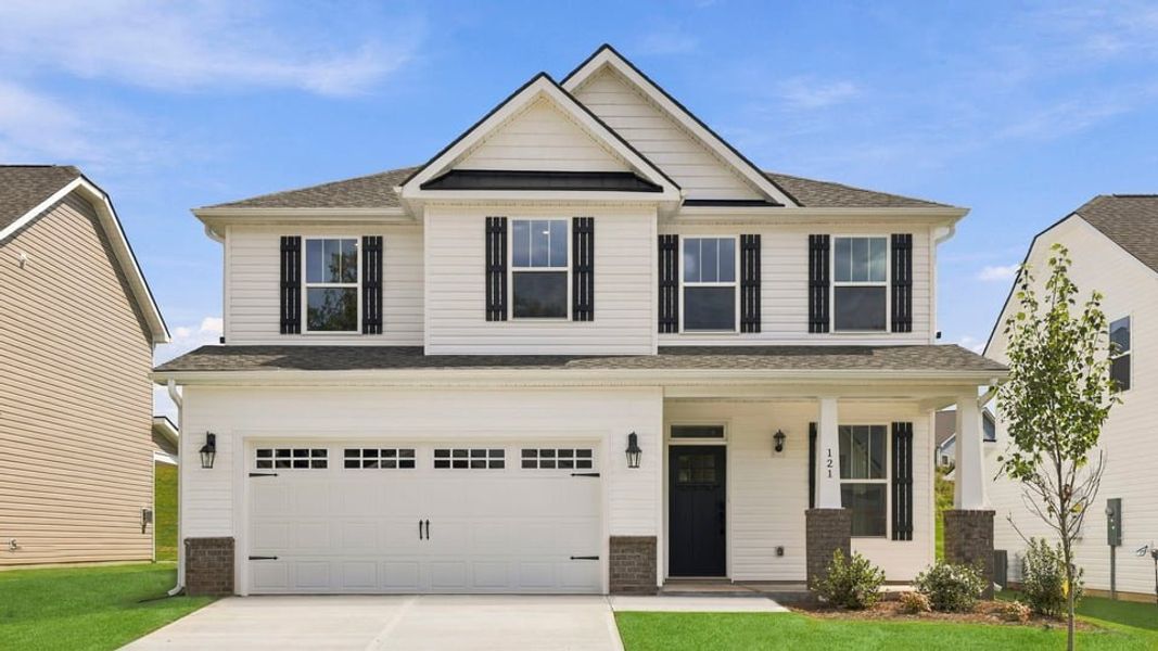 Front exterior of a new home in Briargate, Fountain Inn, SC, highlighting curb appeal (Image 1). Front exterior of a new home in Briargate, Fountain Inn, SC, highlighting curb appeal (Image 1).
