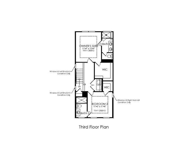 2D floor plan layout for the Teravista 3-Story by Pulte Homes in 1871 Hollywood, Atlanta, GA (Image 25).