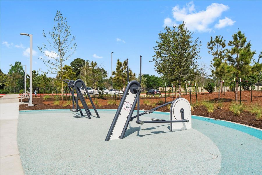 Stay active with our community outdoor fitness area.