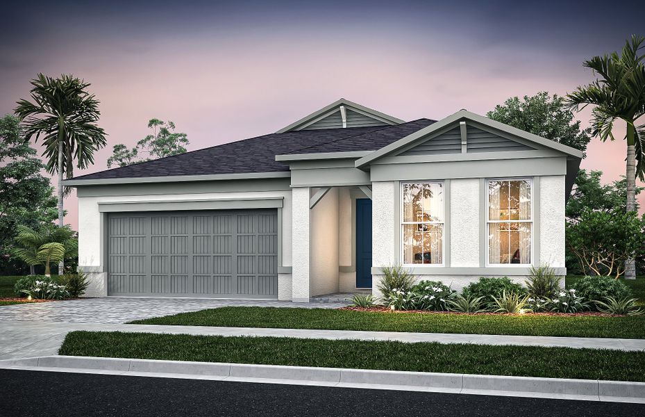 Representative exterior photo of a completed home built from the Prestige by DiVosta in Emerson Oaks, Vero Beach, FL (Image 22).