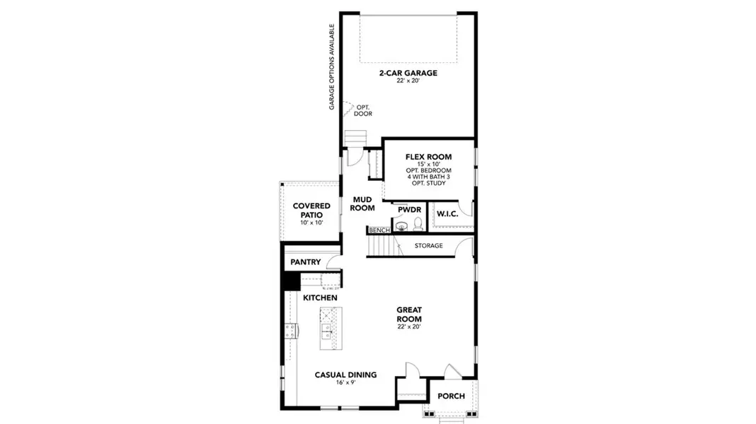 2D floor plan layout for the Monarch by DRB Homes in Windler Single Family Homes, Aurora, CO (Image 3). 2D floor plan layout for the Monarch by DRB Homes in Windler Single Family Homes, Aurora, CO (Image 3).