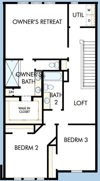 2D floor plan layout for the The Lightwood by David Weekley Homes in Crosscreek Walk  – Courtyard, Charleston, SC (Image 3).