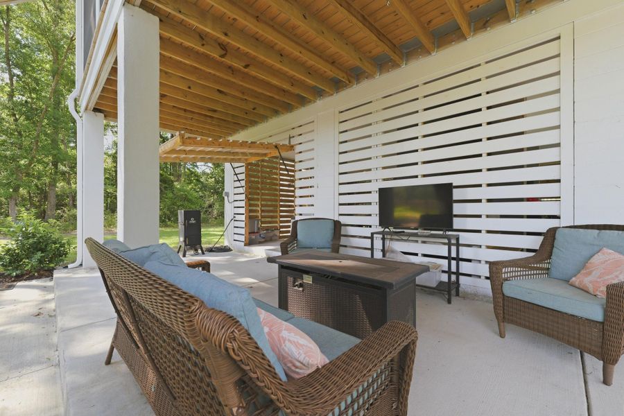 Exterior details and patio area of a home in , Johns Island (Image 26). Exterior details and patio area of a home in , Johns Island (Image 26).