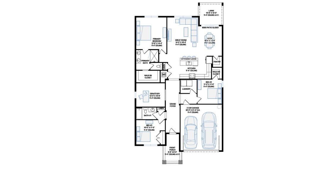 2D floor plan layout for the Lido by Cardel Homes in SeaFlower, Bradenton, FL (Image 4).