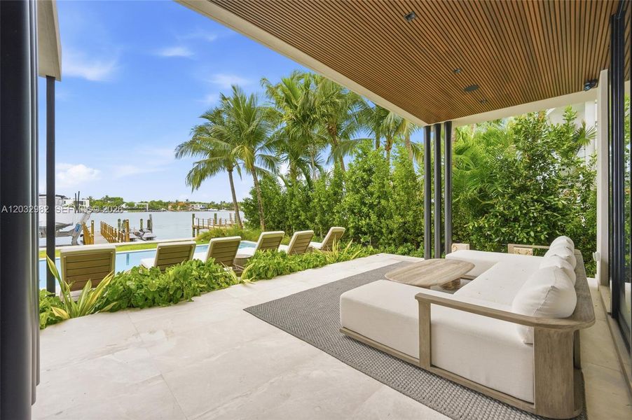 Exterior details and patio area of a home in , Miami Beach (Image 22). Exterior details and patio area of a home in , Miami Beach (Image 22).