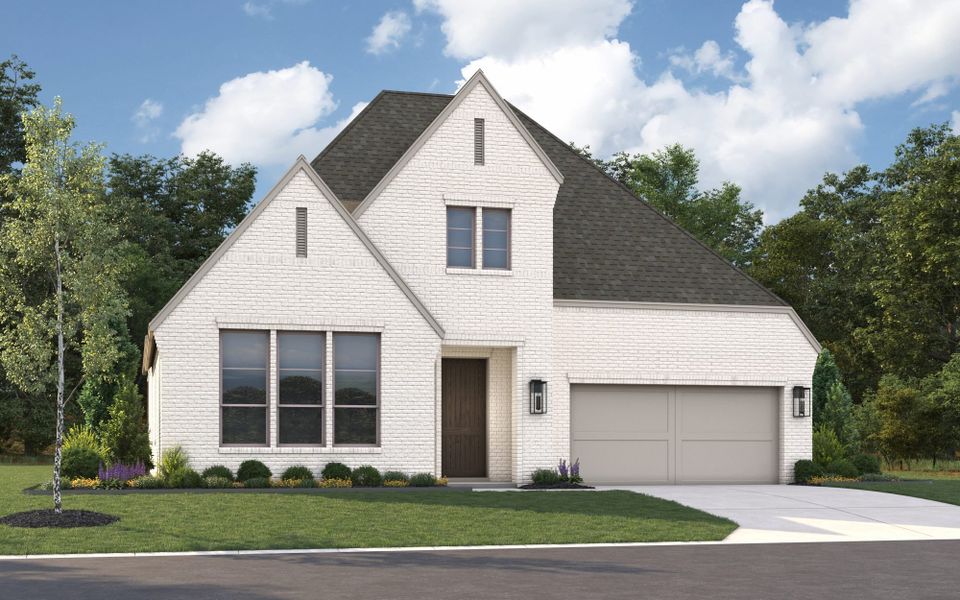 Representative exterior photo of a completed home built from the Plan 4551 by Tradition Homes in Windsong Ranch – 61′, Prosper, TX (Image 2). Representative exterior photo of a completed home built from the Plan 4551 by Tradition Homes in Windsong Ranch – 61′, Prosper, TX (Image 2).