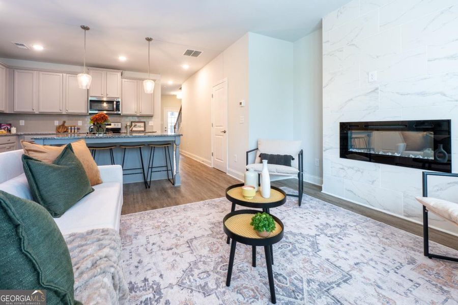Furnished interior view inside a new home in Chimney Oaks Townhomes, Homer (Image 5). Furnished interior view inside a new home in Chimney Oaks Townhomes, Homer (Image 5).