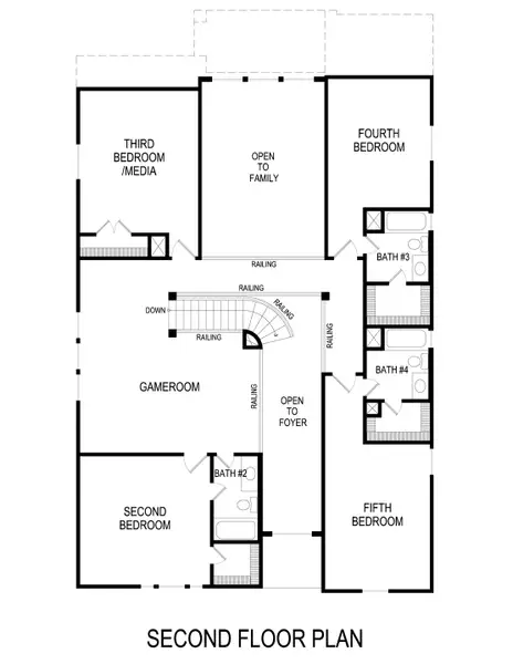 2D floor plan layout for the Sheffield F-EW by First Texas Homes in Pecan Hill, McKinney, TX (Image 5).