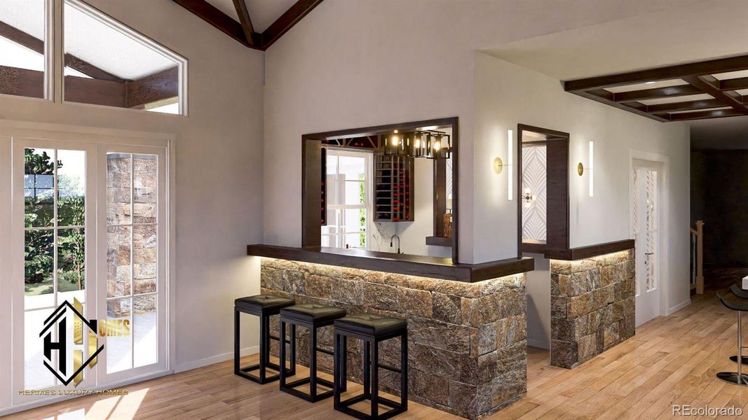 Built in butlers pantry with custom light fixtures Built in butlers pantry with custom light fixtures