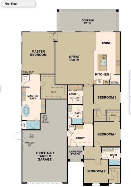 2D floor plan layout of this home in Forté at Granite Vista, Waddell, AZ (Image 3).