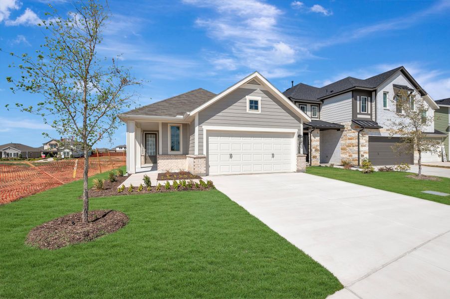 Front exterior of a new home in The Meadows, Denton, TX, highlighting curb appeal (Image 1). Front exterior of a new home in The Meadows, Denton, TX, highlighting curb appeal (Image 1).
