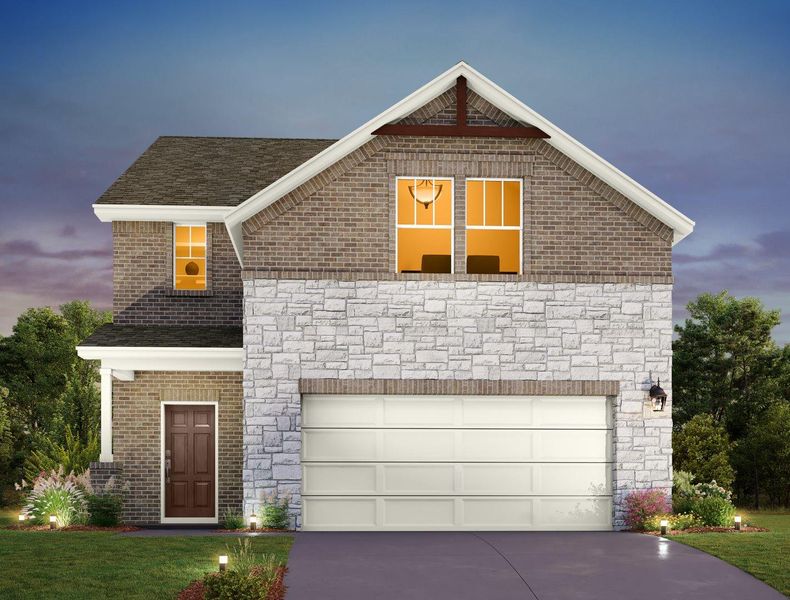 Front exterior of a new home in Berry Creek Highlands, Georgetown, TX, highlighting curb appeal (Image 2).