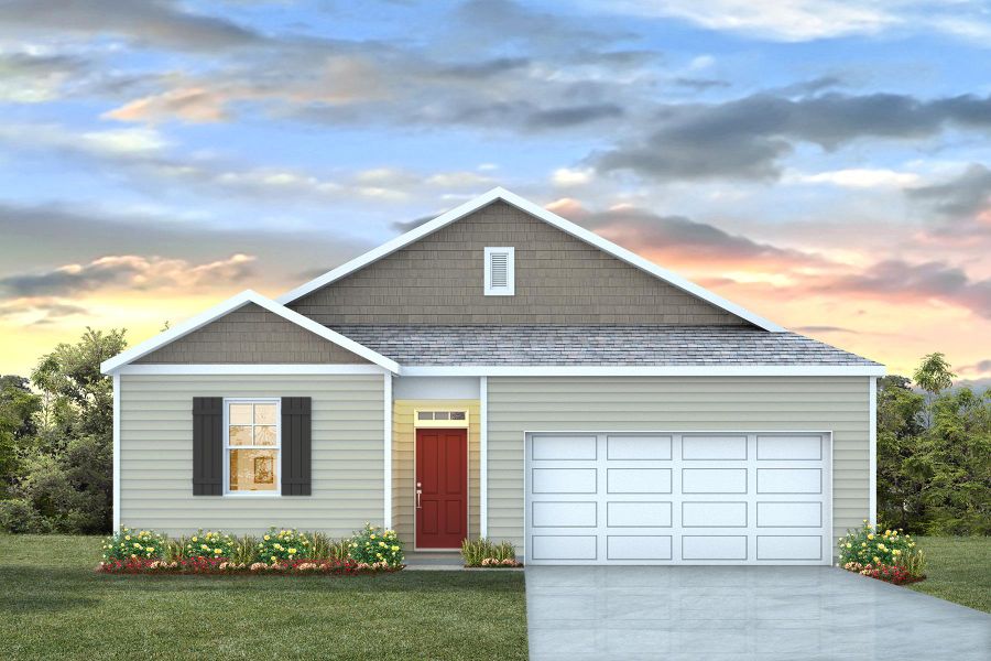 Representative exterior photo of a completed home built from the KERRY by D.R. Horton in The Meadows at Wildwood Village, Shallotte, NC (Image 2). Representative exterior photo of a completed home built from the KERRY by D.R. Horton in The Meadows at Wildwood Village, Shallotte, NC (Image 2).