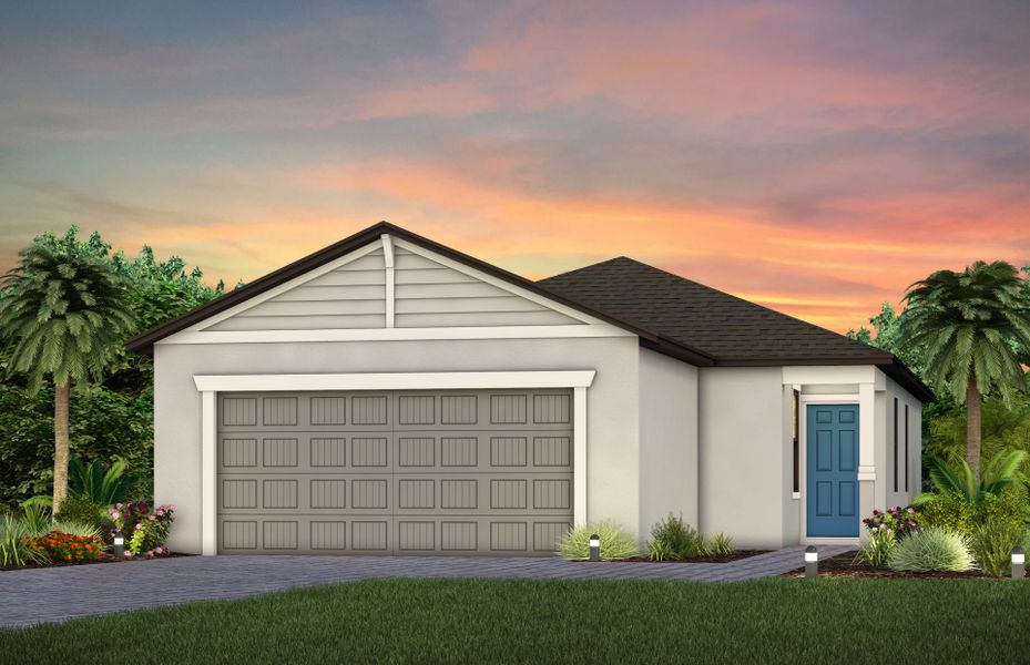 Front exterior of a new home in Caloosa Cove, Labelle, FL, highlighting curb appeal (Image 24).
