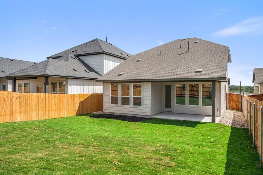 Exterior details and patio area of a home in Terrace Collection at Heritage, Dripping Springs (Image 17). Exterior details and patio area of a home in Terrace Collection at Heritage, Dripping Springs (Image 17).