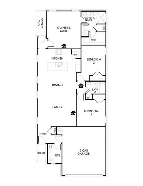 2D floor plan layout for the Cottonwood by Impression Homes in Northspur, Terrell, TX (Image 3).