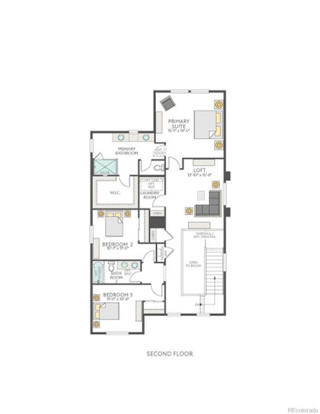 2D floor plan layout of this home in Medley at Reunion Ridge, Commerce City, CO (Image 4).