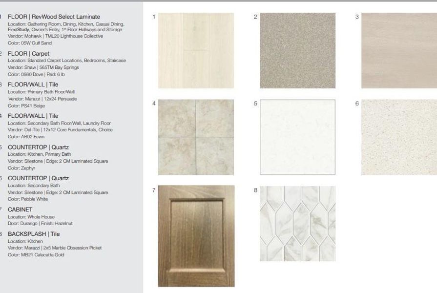 Design Selections. Home is under construction, design selections are subject to change.