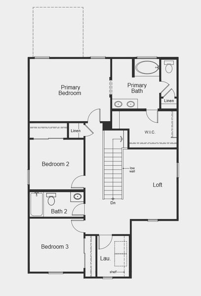 2D floor plan layout for the 1892 by KB Home in Skyline Village Prelude, San Tan Valley, AZ (Image 7).