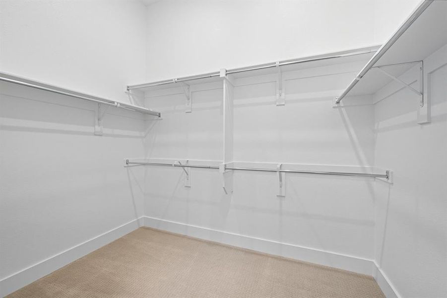 Spacious closet with light carpet Spacious closet with light carpet